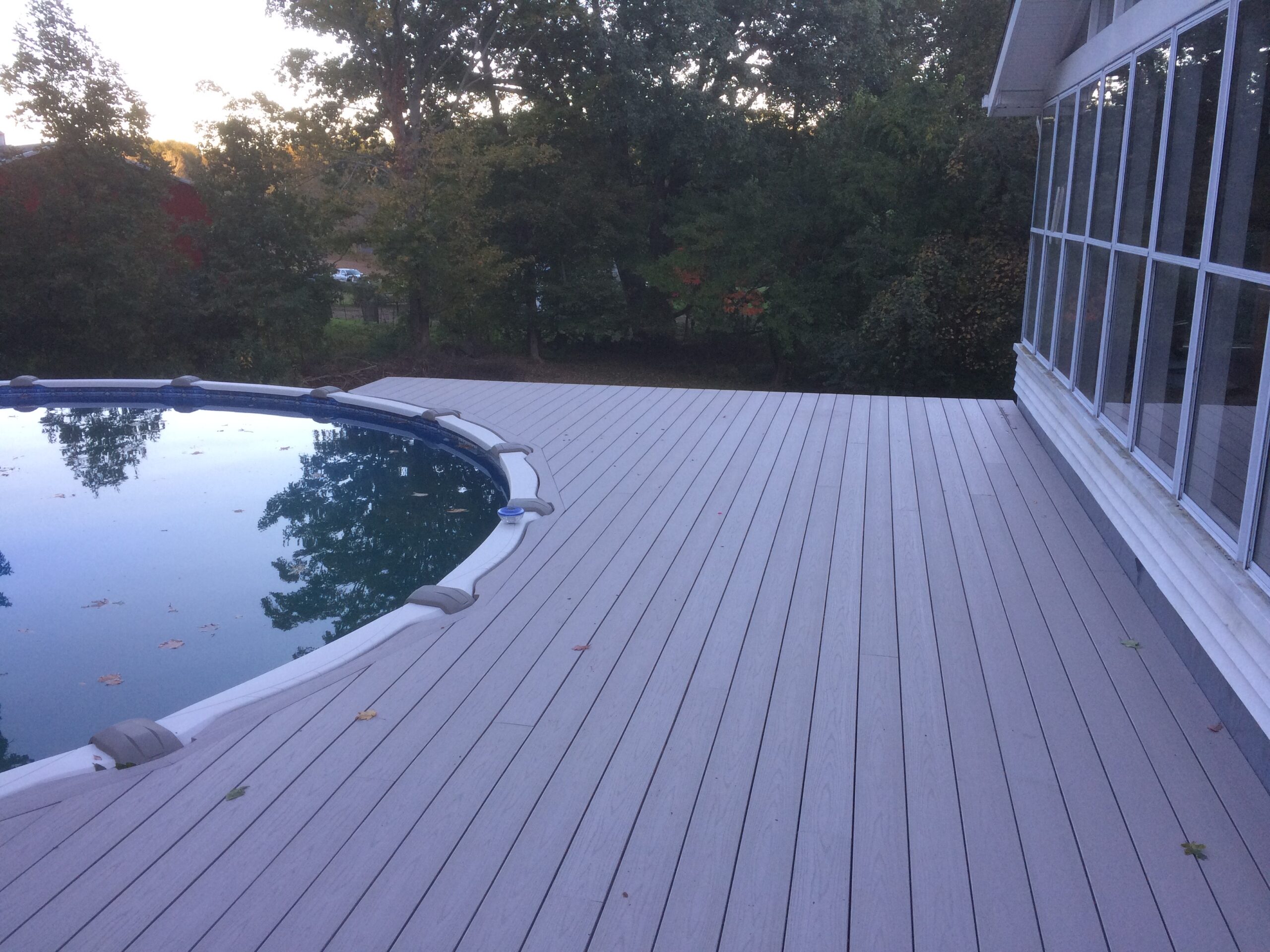 Deck around pool.